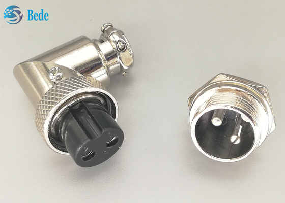 Saldatura materiale in lega di zinco maschio e femminile di GX16 2 Pin Aviation Connector Plug 90 Dehree