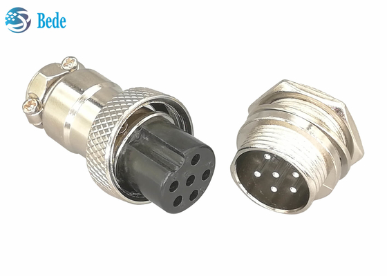 Spina maschio e femminile di Gx16 6 Pin Connector Straight Silver Plated