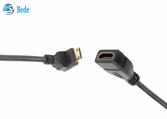 Mini maschio ad angolo di HDMI alla Su-Giù-Sinistro-parte di destra femminile di direzioni del connettore 4 dell'adattatore del cavo di HDMI