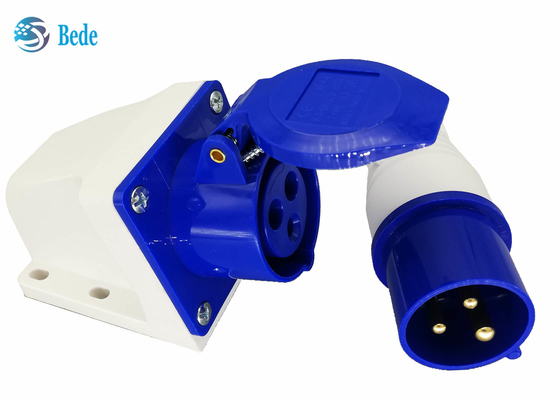 maschio industriale del connettore di 220-250V 16A e tipo fissato al muro di colore blu femminile di monofase 2P+E