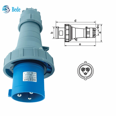 Corrente 63A 125A Montaggio del pannello della presa di presa industriale tipo 3 pin ((2P+E) IP67 220~250V