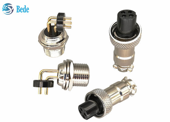 Connettore ad angolo retto di aviazione di 3A 200V Gx12 in lega di zinco con nichelato